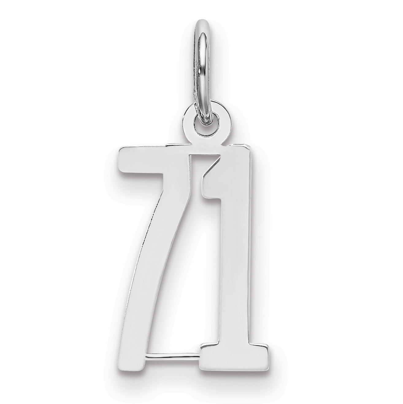 Sterlingsilber Silber/rhodiniert Länglich Zahl 71 Charm