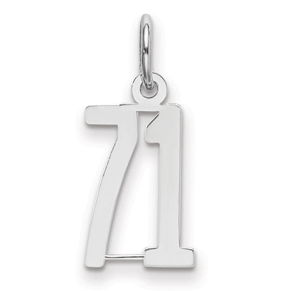 Sterlingsilber Silber/rhodiniert Länglich Zahl 71 Charm