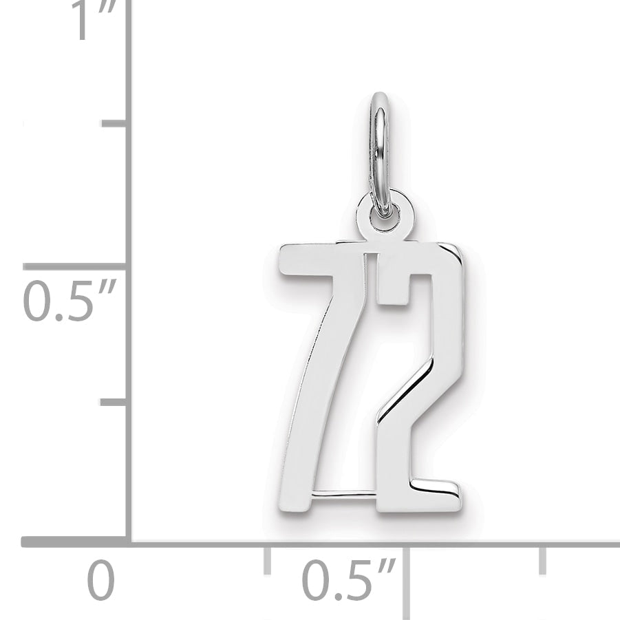 Sterlingsilber Silber/rhodiniert Länglich Zahl 72 Charm