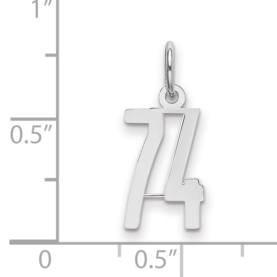 Sterlingsilber Silber/rhodiniert Länglich Zahl 74 Charm