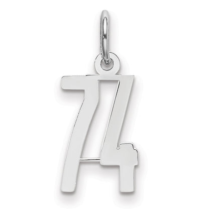 Sterlingsilber Silber/rhodiniert Länglich Zahl 74 Charm
