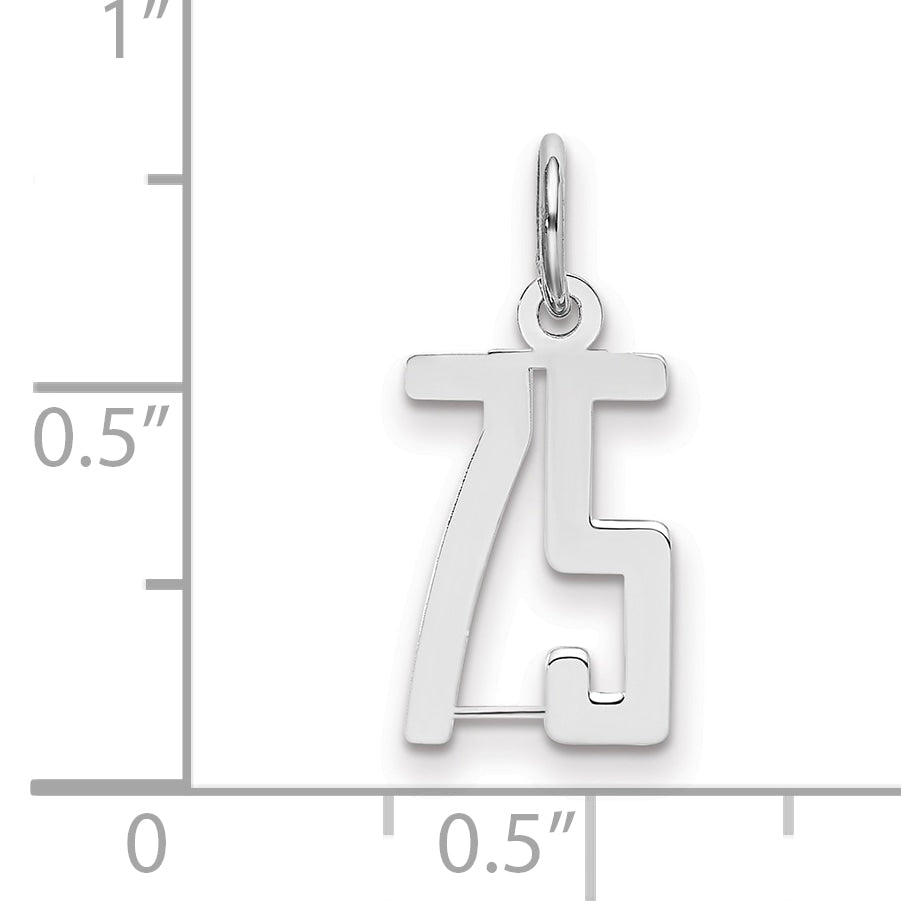 Sterlingsilber Silber/rhodiniert Länglich Zahl 75 Charm