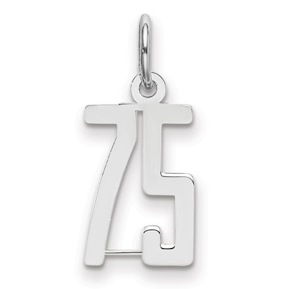 Sterlingsilber Silber/rhodiniert Länglich Zahl 75 Charm