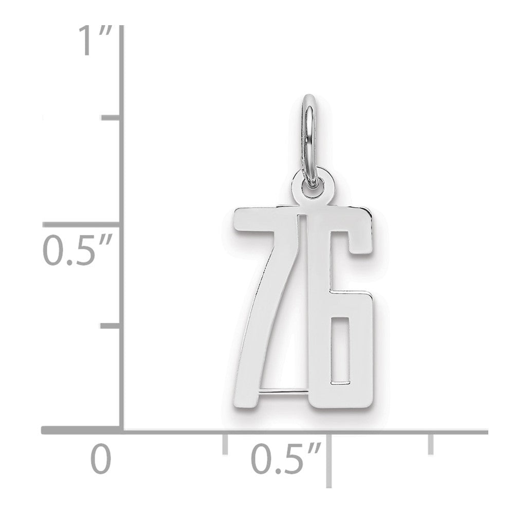 Sterlingsilber Silber/rhodiniert Länglich Zahl 76 Charm