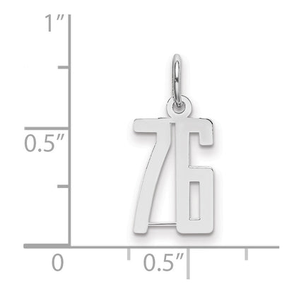 Sterlingsilber Silber/rhodiniert Länglich Zahl 76 Charm