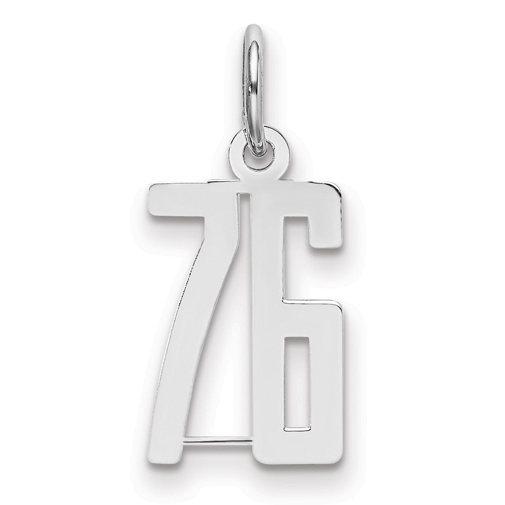 Sterlingsilber Silber/rhodiniert Länglich Zahl 76 Charm