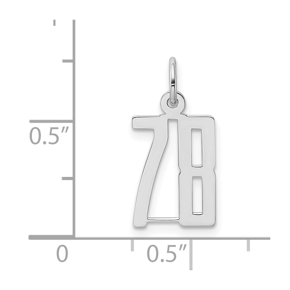 Sterlingsilber Silber/rhodiniert Länglich Zahl 78 Charm