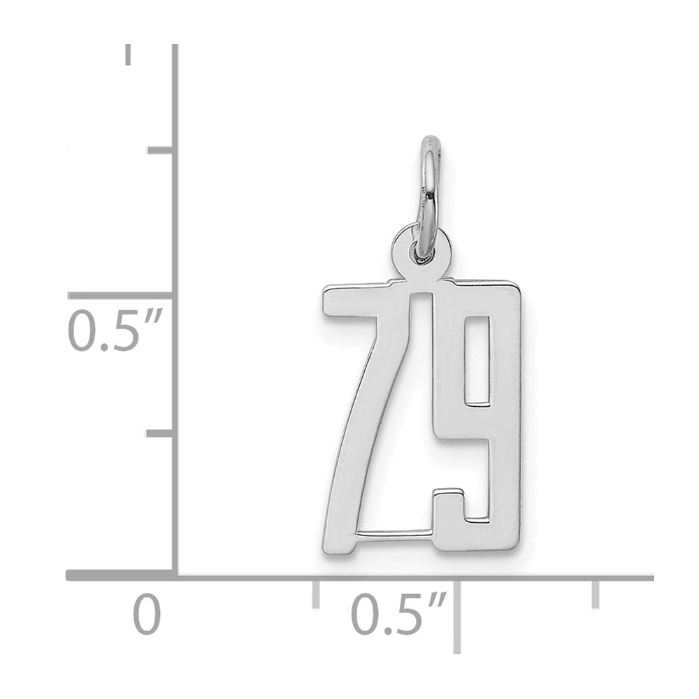 Sterlingsilber Silber/rhodiniert Länglich Zahl 79 Charm