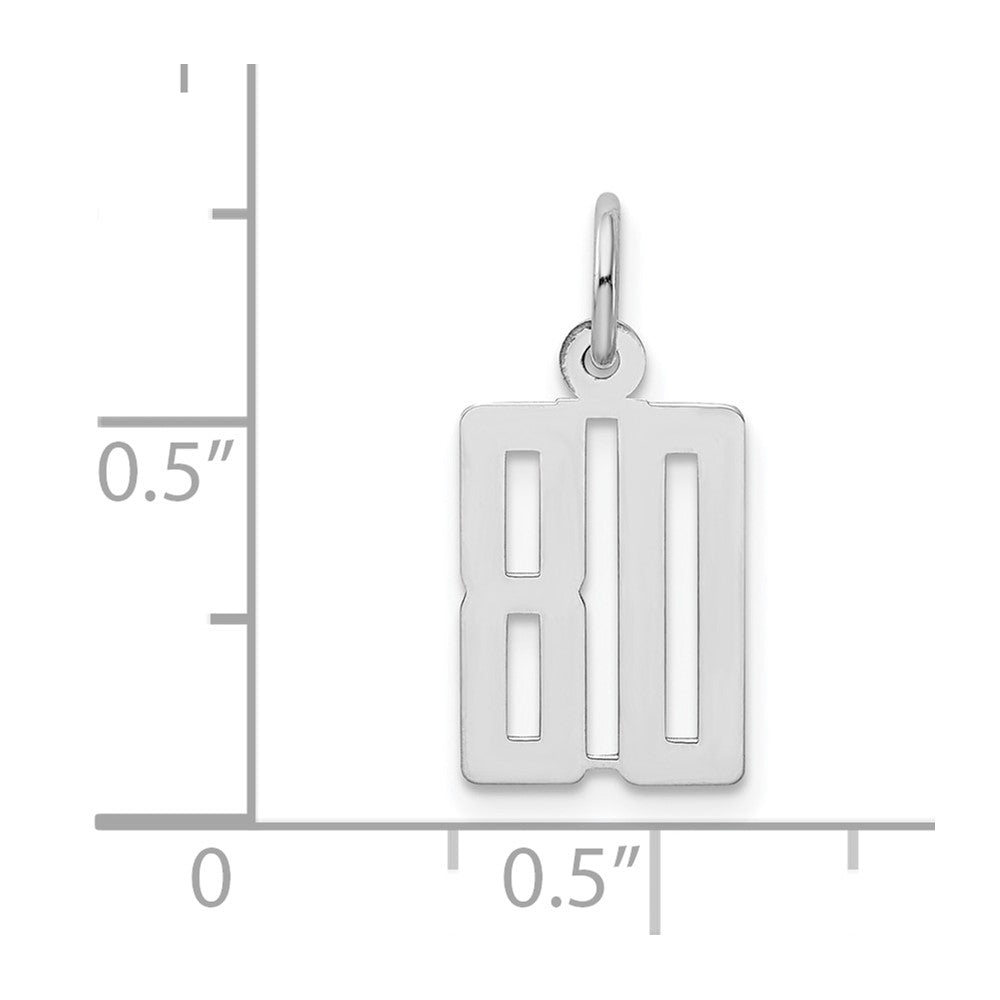 Sterlingsilber Silber/rhodiniert Länglich Zahl 80 Charm