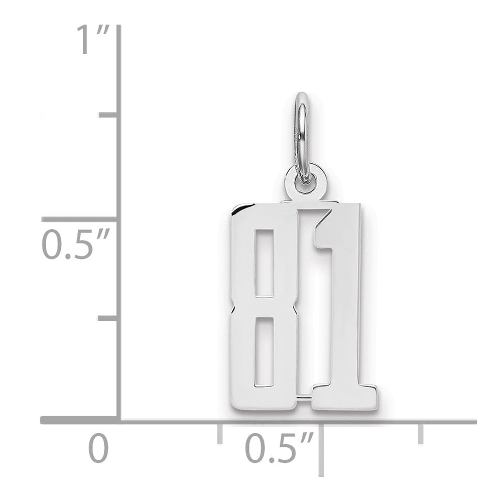 Sterlingsilber Silber/rhodiniert Länglich Zahl 81 Charm
