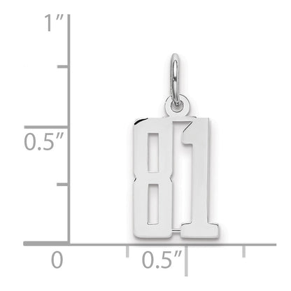 Sterlingsilber Silber/rhodiniert Länglich Zahl 81 Charm
