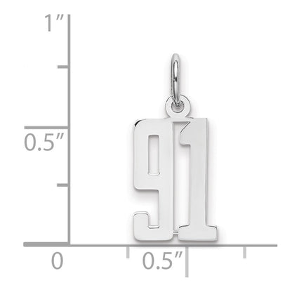 Sterlingsilber Silber/rhodiniert Länglich Zahl 91 Charm