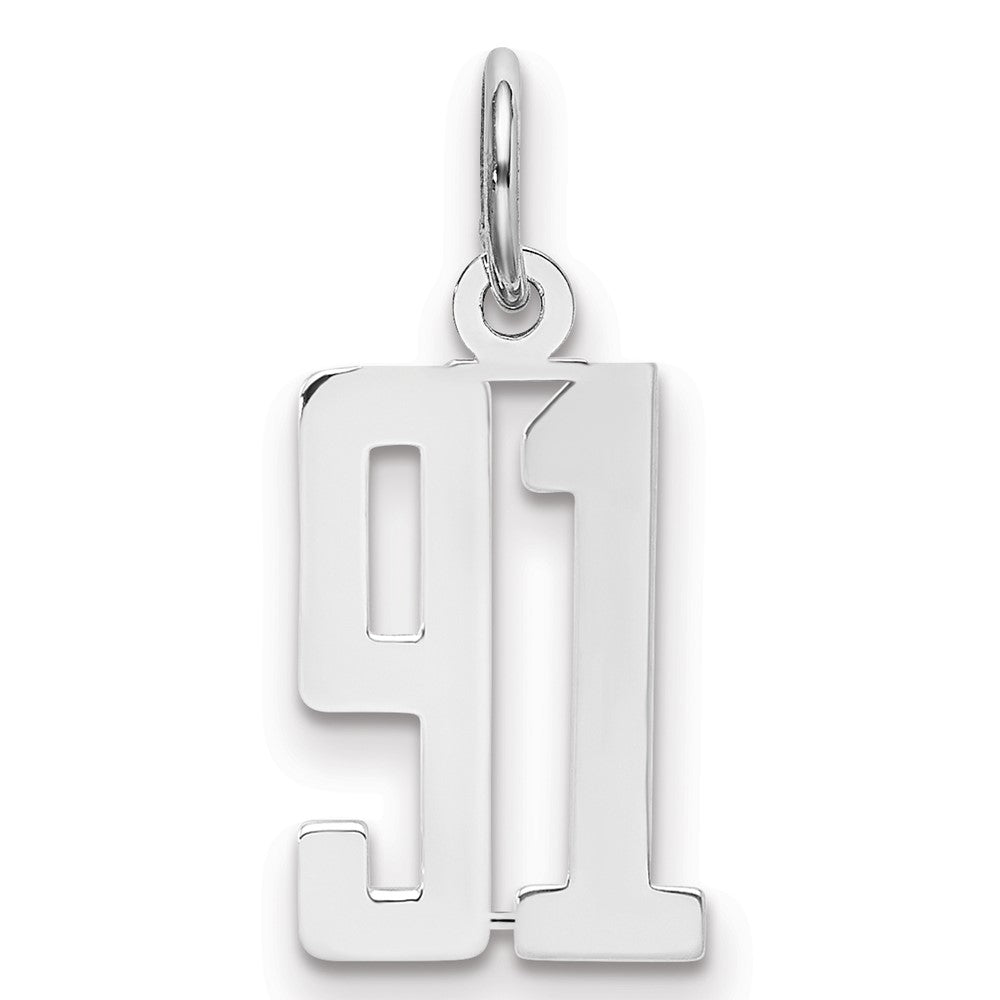 Sterlingsilber Silber/rhodiniert Länglich Zahl 91 Charm