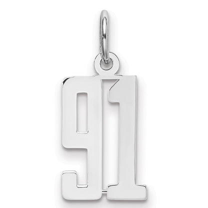 Sterlingsilber Silber/rhodiniert Länglich Zahl 91 Charm