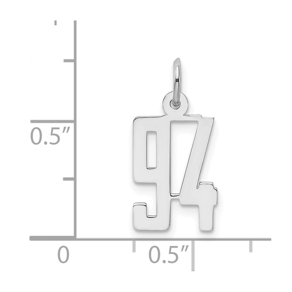Sterlingsilber Silber/rhodiniert Länglich Zahl 94 Charm