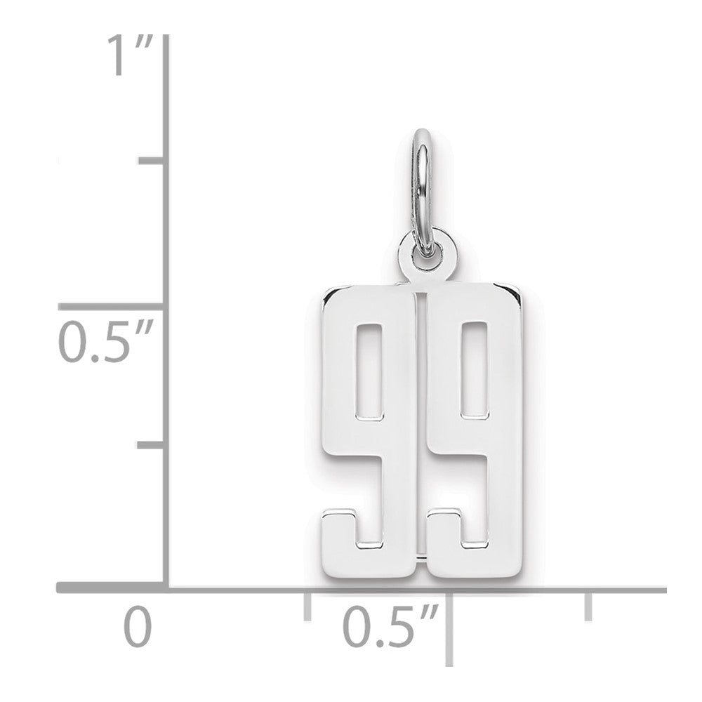 Sterlingsilber Silber/rhodiniert Länglich Zahl 99 Charm