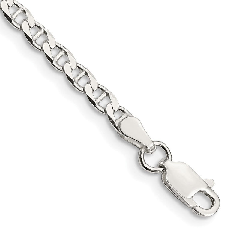 Sterlingsilber 3.15mm Diamantiert Flach Anker Panzer Gliederarmband