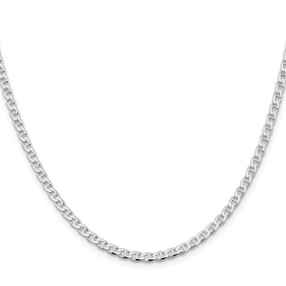 Sterlingsilber Rhodiniert 3.15mm Diamantiert Flach Anker Panzer Halskette