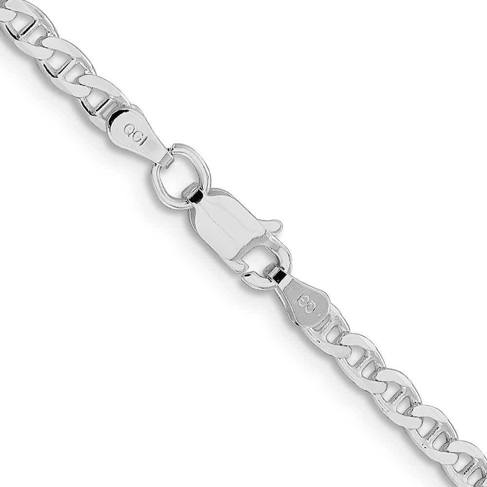 Sterlingsilber Rhodiniert 3.15mm Diamantiert Flach Anker Panzer Halskette