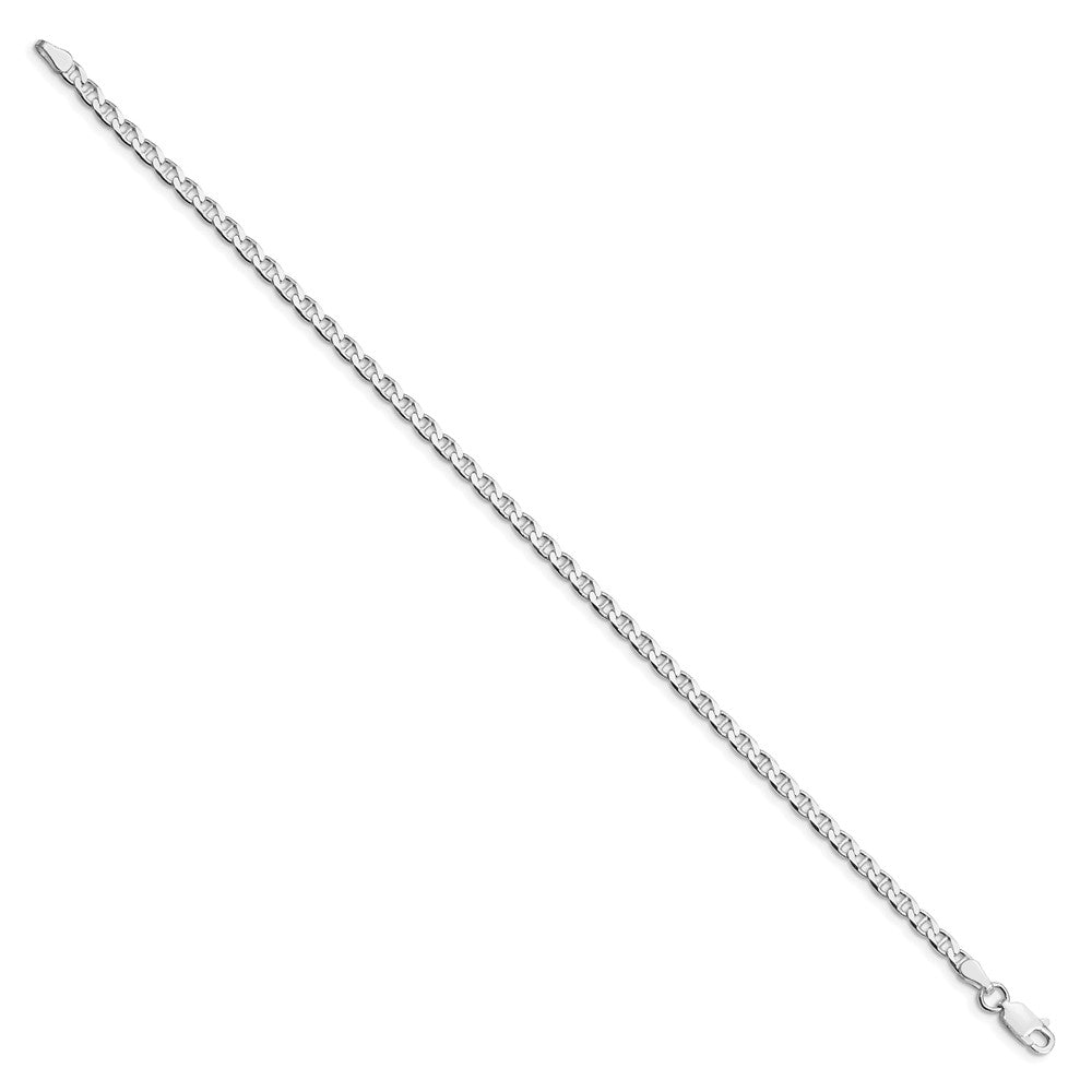 Sterlingsilber Rhodiniert 3.15mm Diamantiert Flach Anker Panzer Kette Fußkettchen
