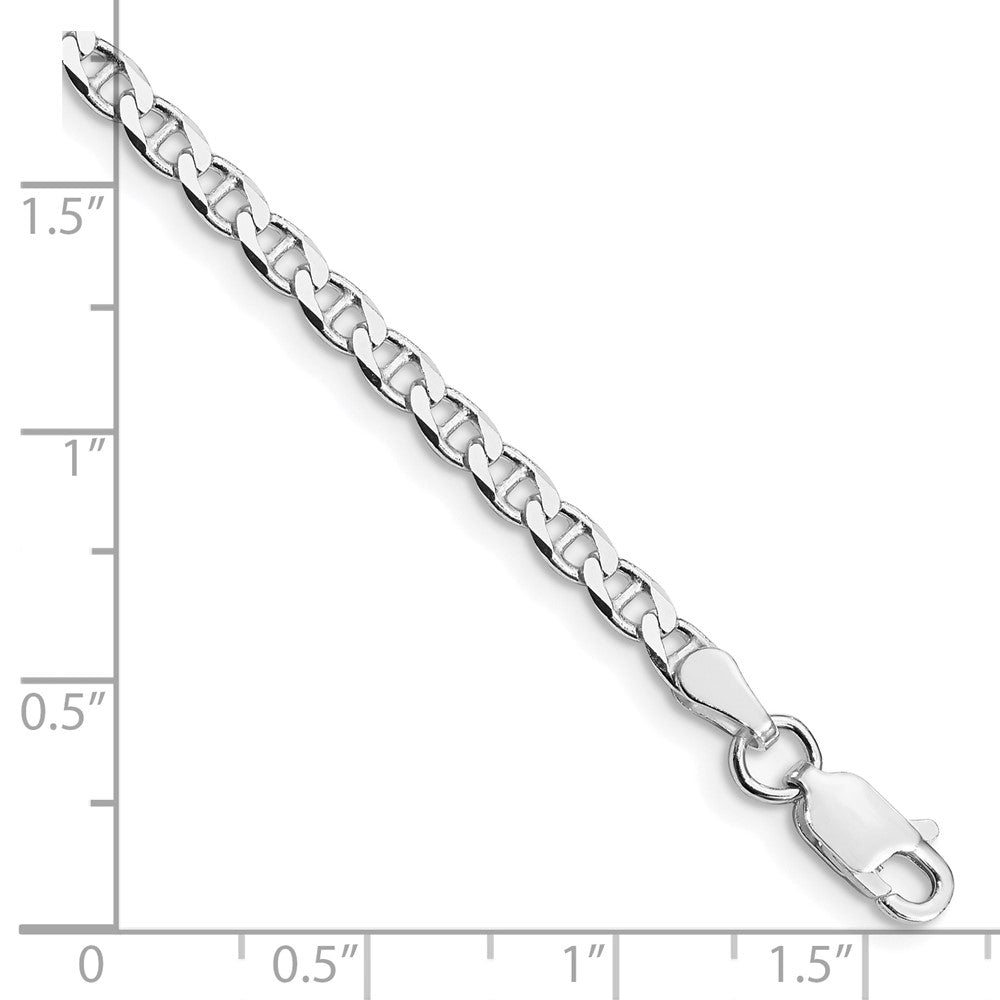 Sterlingsilber Rhodiniert 3.15mm Diamantiert Flach Anker Panzer Kette Fußkettchen