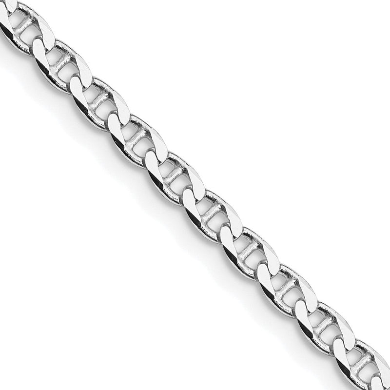 Sterlingsilber Rhodiniert 3.15mm Diamantiert Flach Anker Panzer Halskette