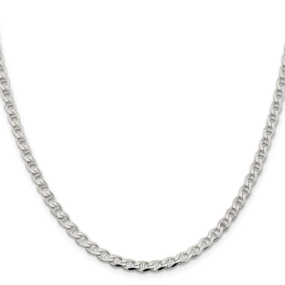 Sterlingsilber 4.0mm Diamantiert Flach Anker Panzer Halskette