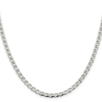 Sterlingsilber 4.0mm Diamantiert Flach Anker Panzer Halskette