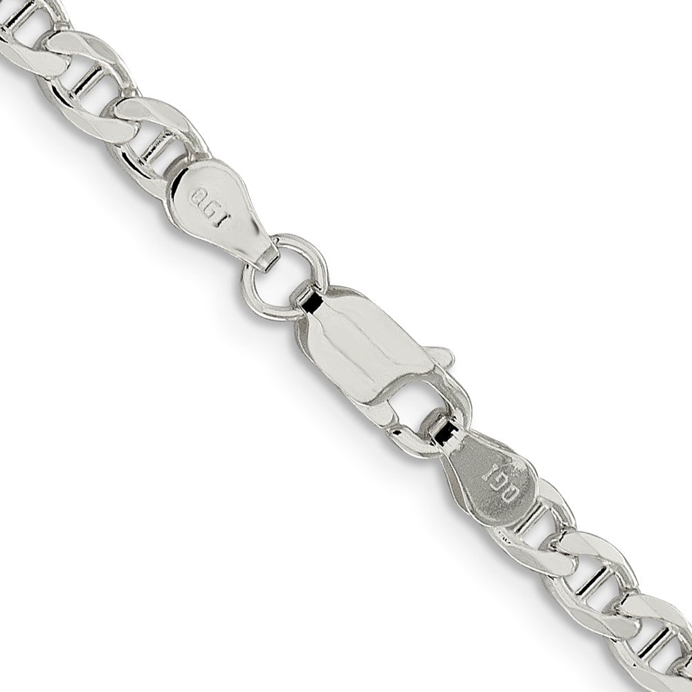 Sterlingsilber 4.0mm Diamantiert Flach Anker Panzer Halskette