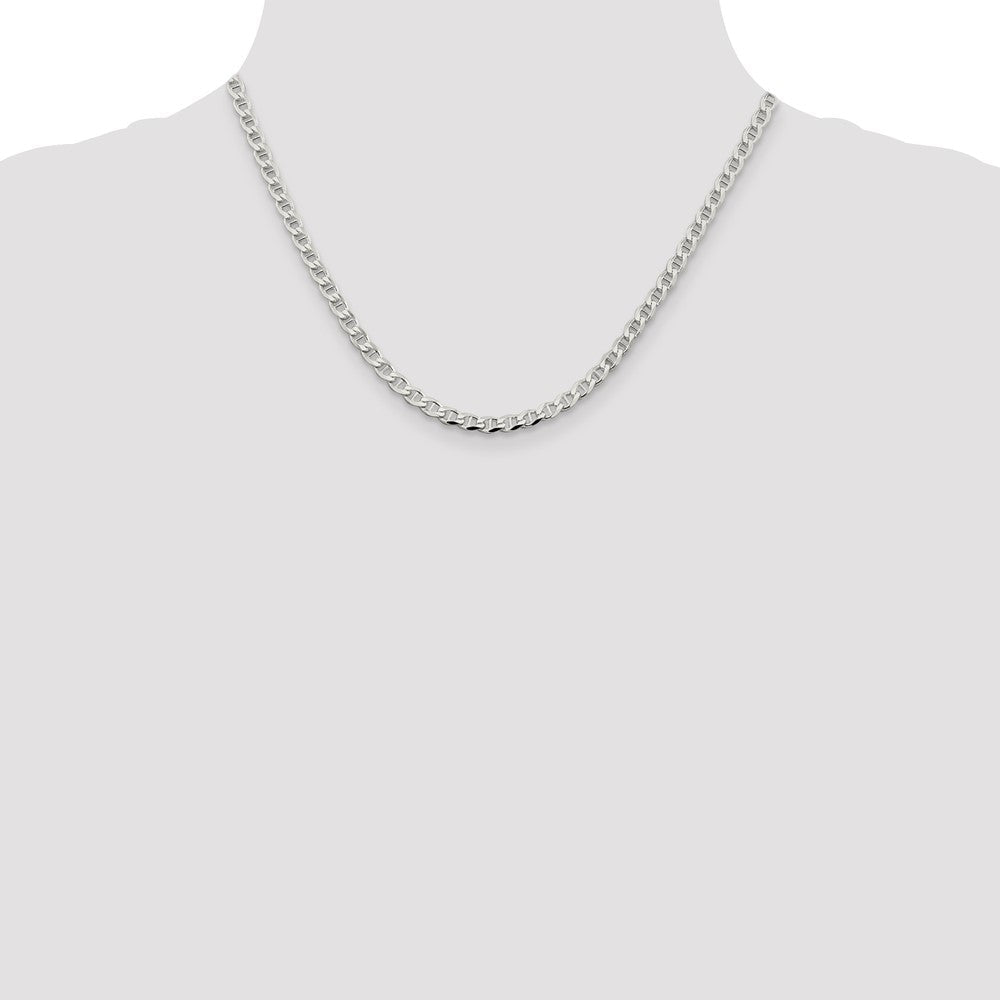 Sterlingsilber 4.0mm Diamantiert Flach Anker Panzer Halskette