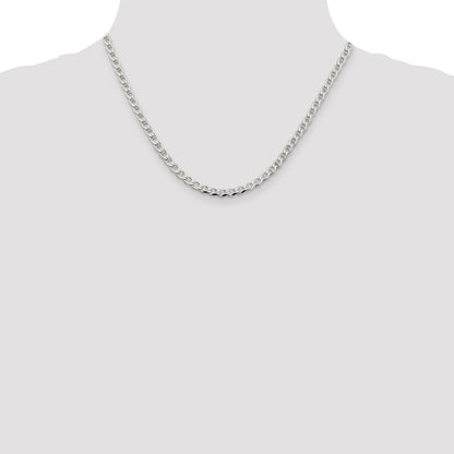 Sterlingsilber 4.0mm Diamantiert Flach Anker Panzer Halskette