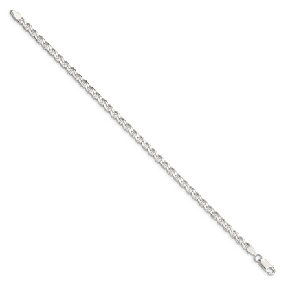 Sterlingsilber 4.0mm Diamantiert Flach Anker Panzer Gliederarmband