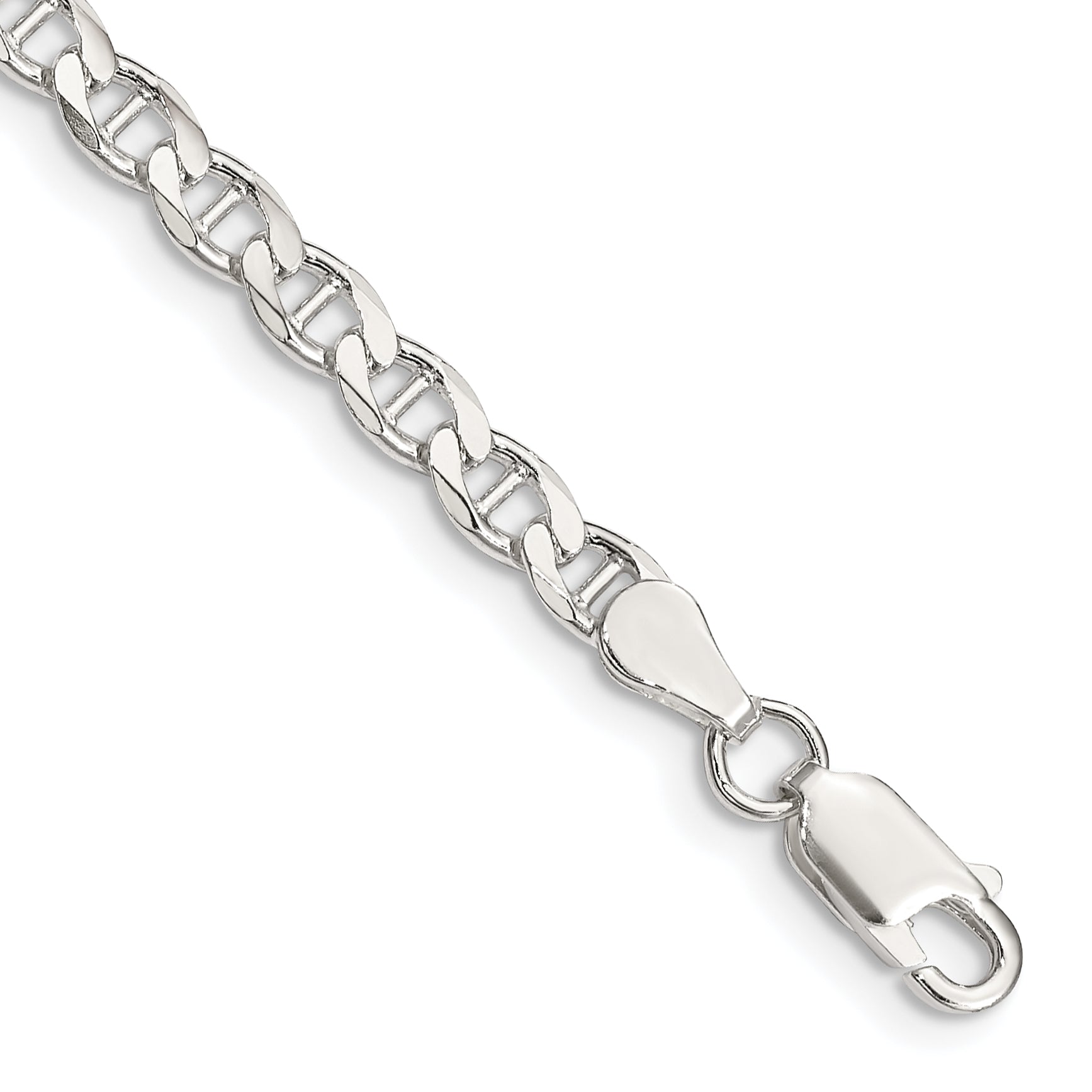 Sterlingsilber 4.0mm Diamantiert Flach Anker Panzer Gliederarmband