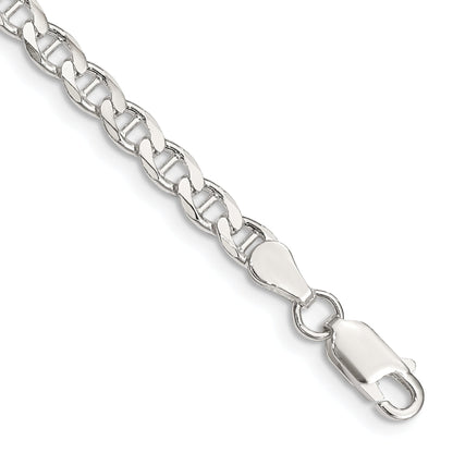 Sterlingsilber 4.0mm Diamantiert Flach Anker Panzer Gliederarmband