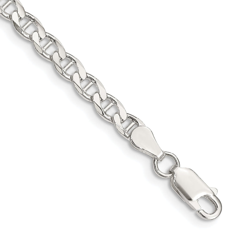 Sterlingsilber 4.0mm Diamantiert Flach Anker Panzer Gliederarmband