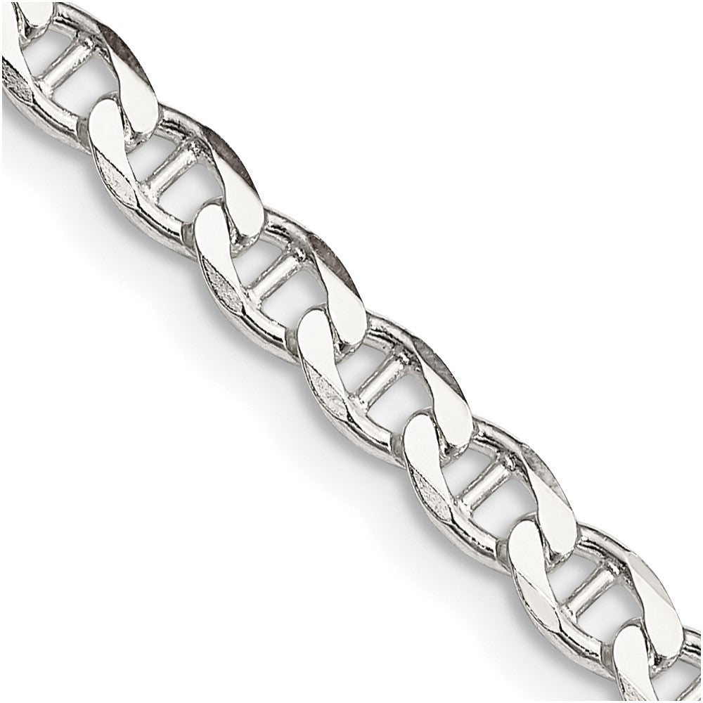 Sterlingsilber 4.0mm Diamantiert Flach Anker Panzer Halskette