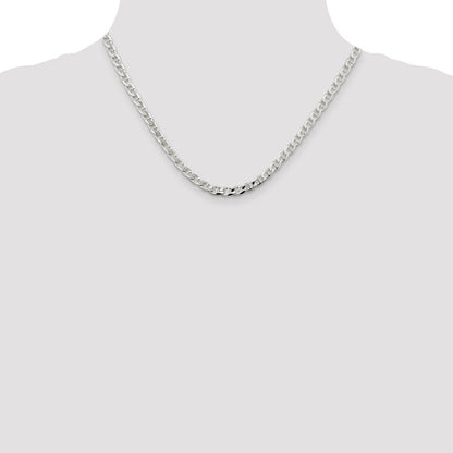 Sterlingsilber 4.65mm Diamantiert Flach Anker Panzer Halskette