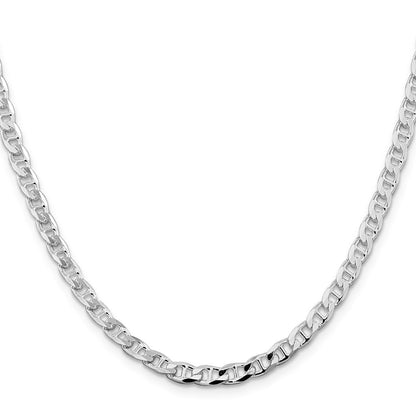 Sterlingsilber Rhodiniert 4.65mm Diamantiert Flach Anker Panzer Halskette