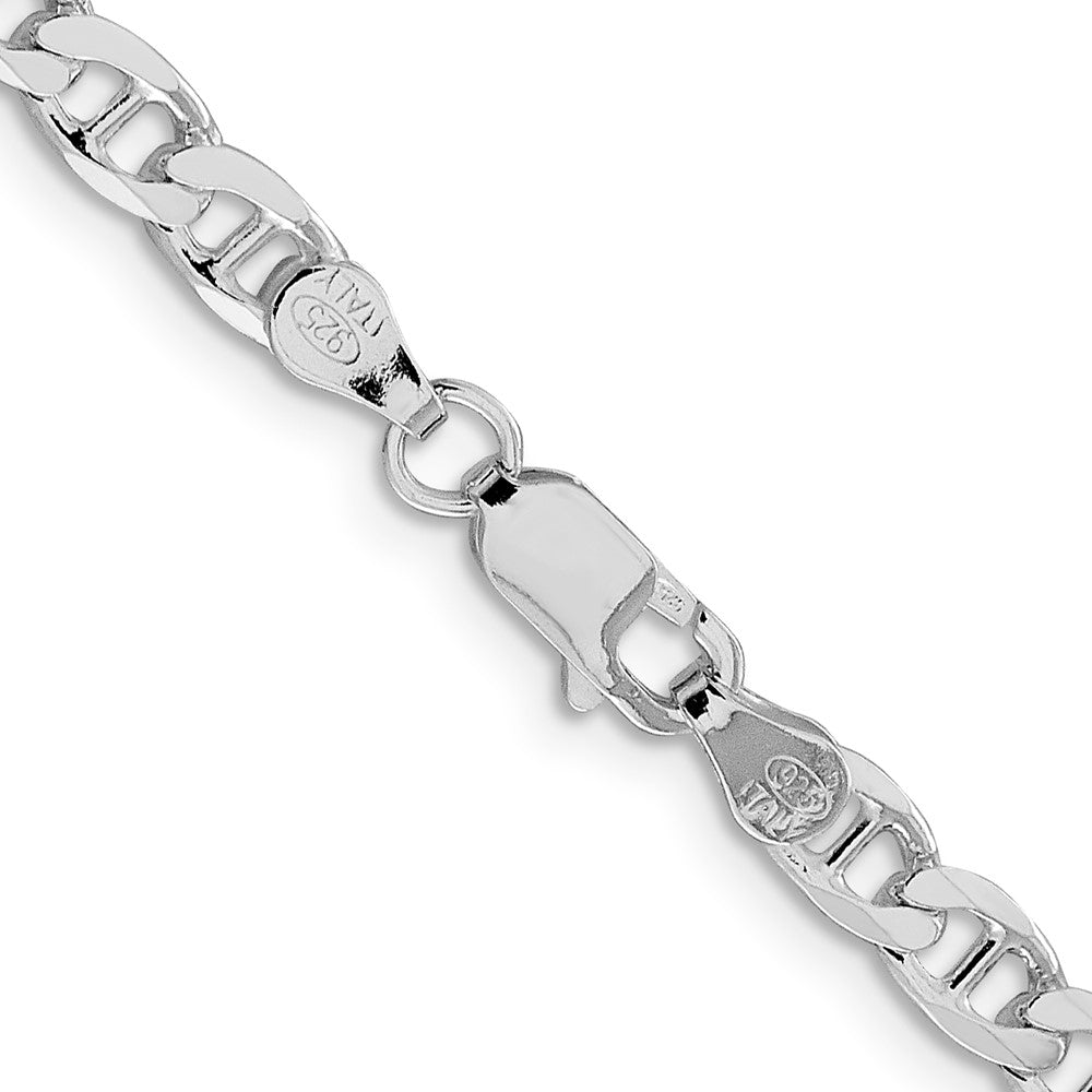 Sterlingsilber Rhodiniert 4.65mm Diamantiert Flach Anker Panzer Halskette