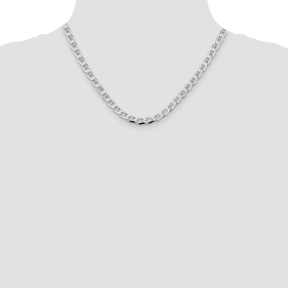 Sterlingsilber 5.7mm Diamantiert Flach Anker Panzer Halskette