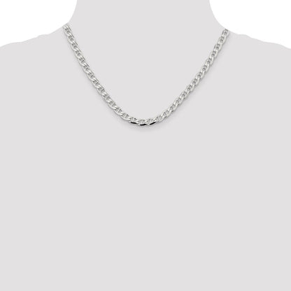 Sterlingsilber 5.7mm Diamantiert Flach Anker Panzer Halskette