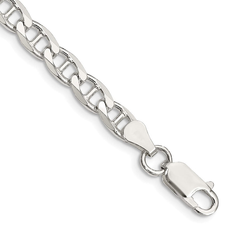 Sterlingsilber 5.7mm Diamantiert Flach Anker Panzer Gliederarmband