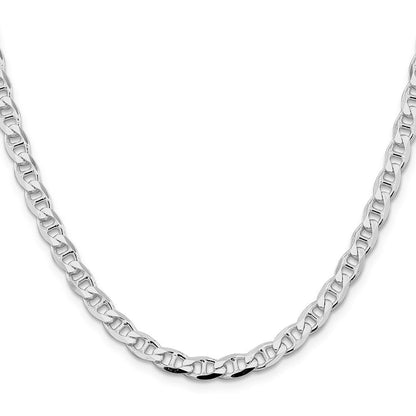 Sterlingsilber Rhodiniert 5.7mm Diamantiert Flach Anker Panzer Halskette
