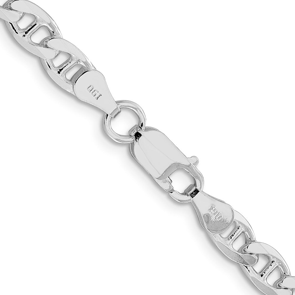 Sterlingsilber Rhodiniert 5.7mm Diamantiert Flach Anker Panzer Halskette