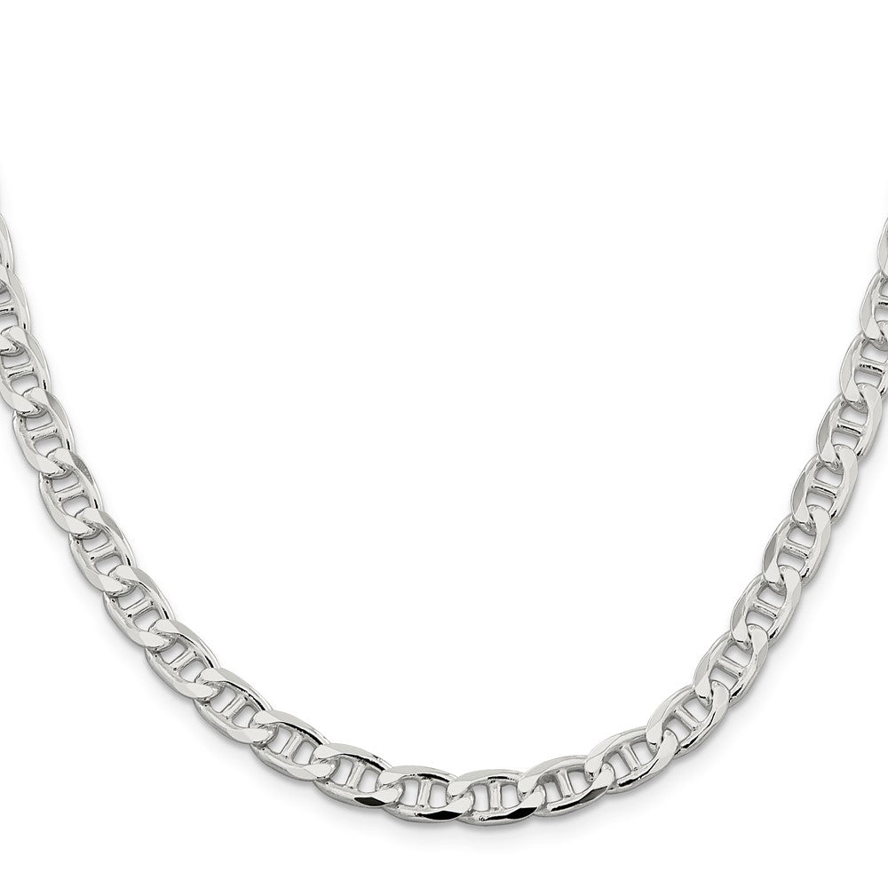 Sterlingsilber 6.5mm Diamantiert Flach Anker Panzer Halskette
