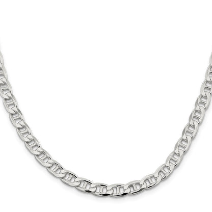 Sterlingsilber 6.5mm Diamantiert Flach Anker Panzer Halskette