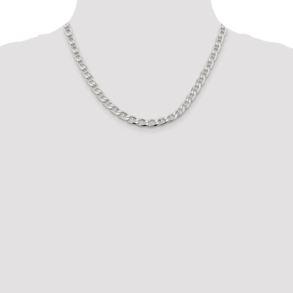 Sterlingsilber 6.5mm Diamantiert Flach Anker Panzer Halskette