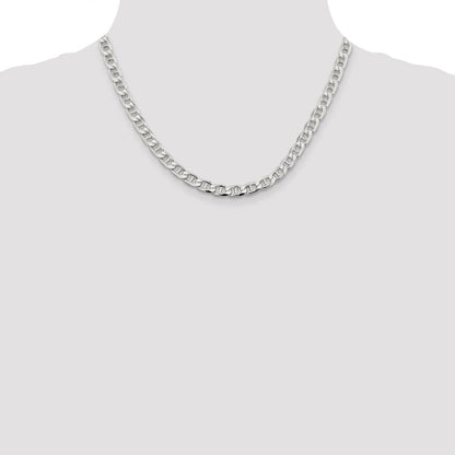 Sterlingsilber 6.5mm Diamantiert Flach Anker Panzer Halskette