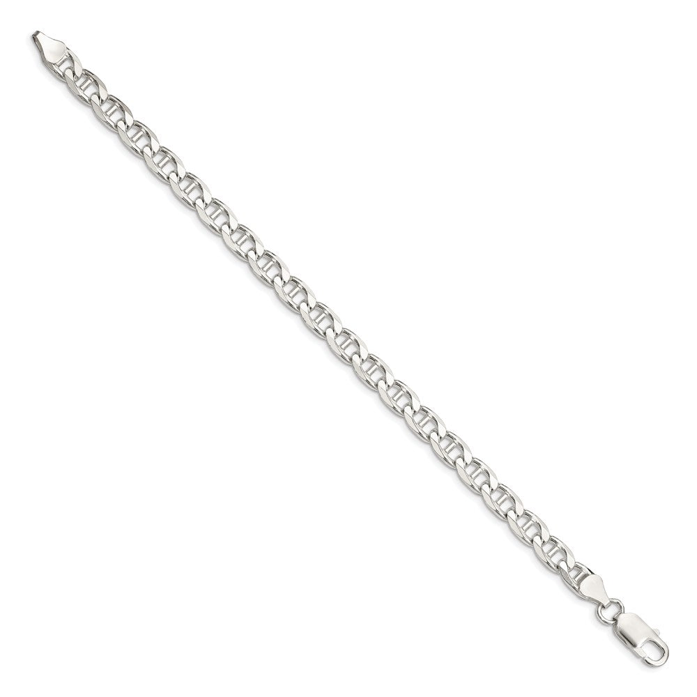 Sterlingsilber 6.5mm Diamantiert Flach Anker Panzer Gliederarmband