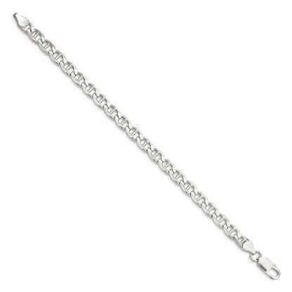 Sterlingsilber 6.5mm Diamantiert Flach Anker Panzer Gliederarmband